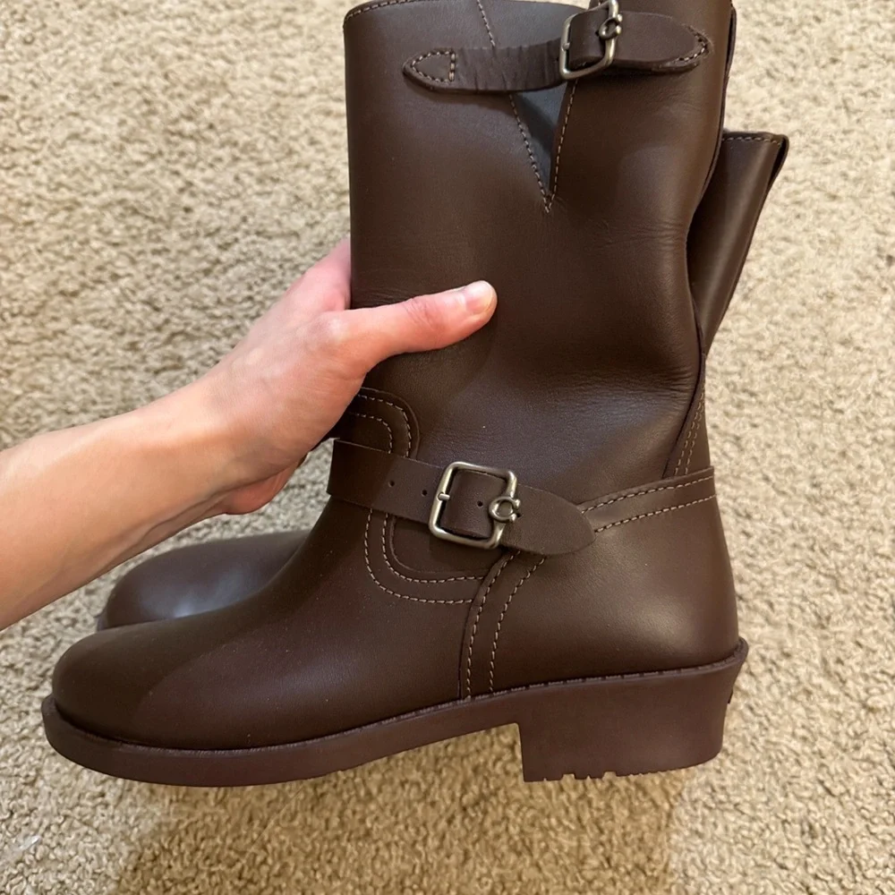 Brand new Coach Brown Leather Ankle Boots with Buckle